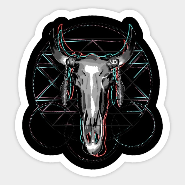 Geometric Gltich, Steer Skull Sticker by Lenny241